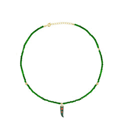 Malachite Necklace with Fang Charm